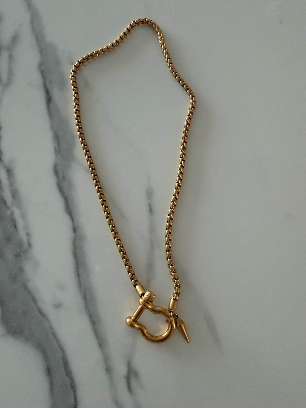 Gold Link Necklace with D-Shackle Clasp